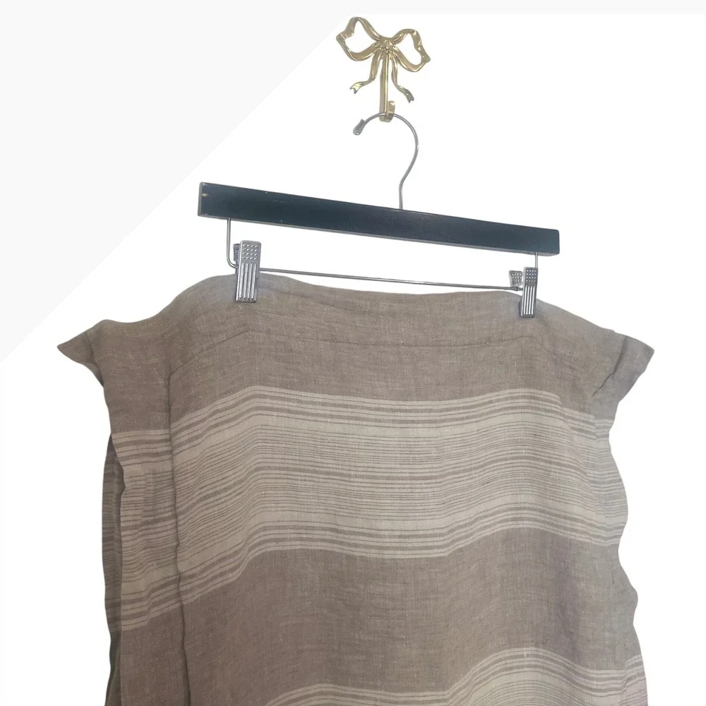 Restoration Hardware 100% Linen Striped King Pillow Sham Neutral Brown Tan